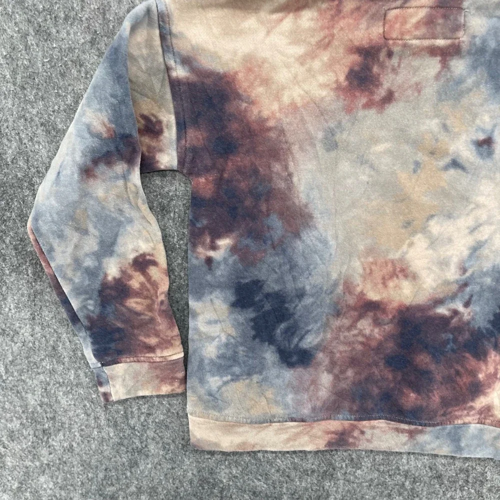 Abercrombie Hoodie Kids 9/10 Relaxed Fit Tie Dye Sweatshirt Blue Burgundy Tan